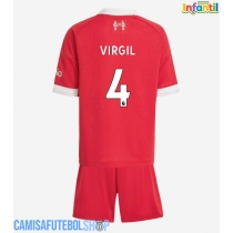 Camisa de time de futebol Liverpool Virgil van Dijk #4 Replicas 1º Equipamento Infantil 2025-26 Manga Curta (+ Calças curtas)